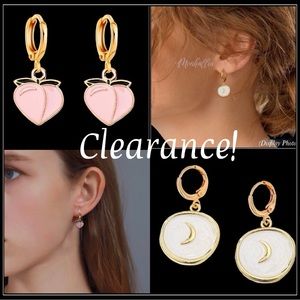 Clearance Pink Baby peach & Gold Crescent Moon earrings